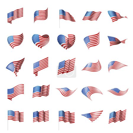 Illustration for Illustration of the USA Flag isolated set - Royalty Free Image