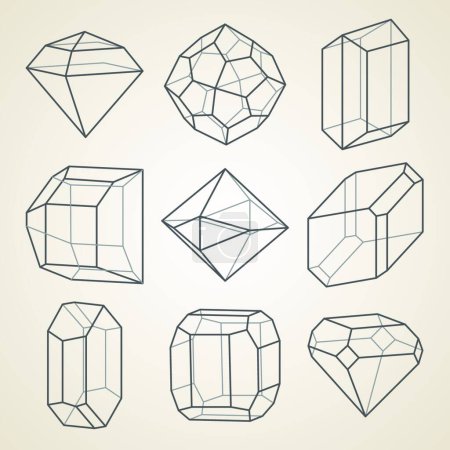 Ilustración de "Conjunto de cristales geométricos
." - Imagen libre de derechos