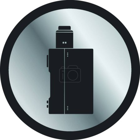 Téléchargez les illustrations : Cigarette électrique bouton icône vaporisateur personnel - en licence libre de droit