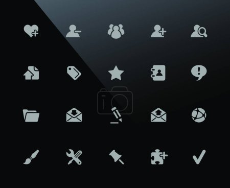 Illustration for Set of web icons on black background, vector illustration simple design - Royalty Free Image