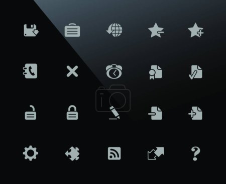 Ilustración de Conjunto de iconos web sobre fondo negro, ilustración vectorial diseño simple - Imagen libre de derechos