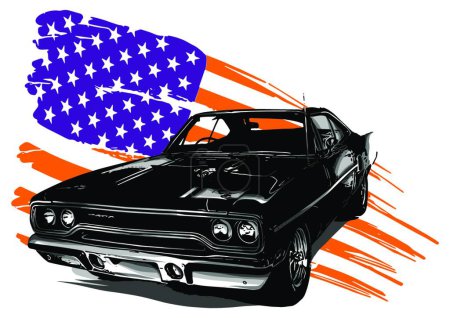 Illustration for "vector graphic design illustration of an American muscle car" - Royalty Free Image