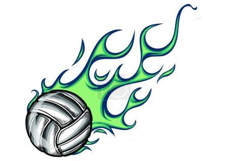 Ilustración de "vector Volleyball Flaming Ball Cartoon illustration in white background" - Imagen libre de derechos