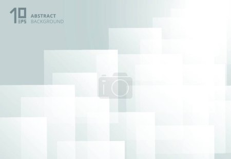 Téléchargez les illustrations : Abstrait blanc carrés motif futuriste superposition couche arrière-plan - en licence libre de droit