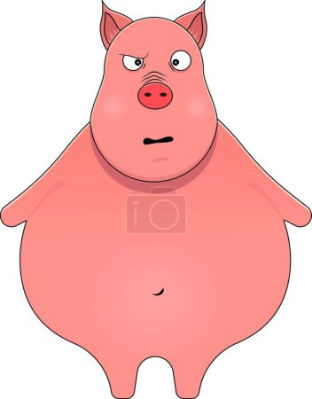 Téléchargez les illustrations : Little pig looking confused in cartoon style. Kawaii animal. - en licence libre de droit