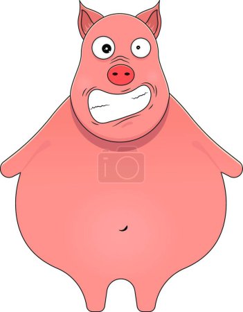 Téléchargez les illustrations : Little pig looking hysterical in cartoon style. Kawaii animal. - en licence libre de droit
