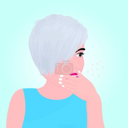 Illustration for A burp from mouth of a beautiful girl - Royalty Free Image