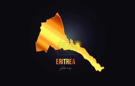 Illustration for "Eritrea country border map in gold golden metal color design" - Royalty Free Image