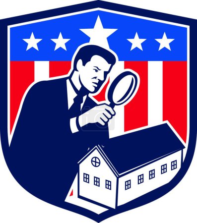 Ilustración de American School Inspector EE.UU. bandera icono retro - Imagen libre de derechos