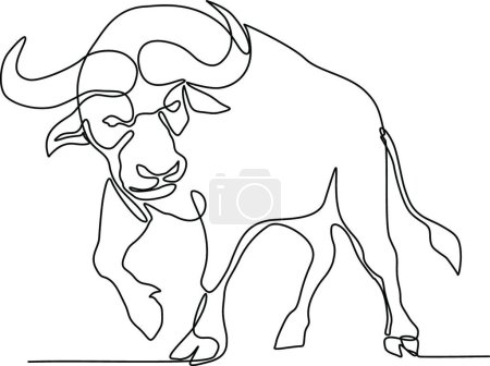 Illustration for African Buffalo Continuous Line - Royalty Free Image