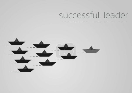 Illustration for Successful leader with a folded paper steamboat - Royalty Free Image
