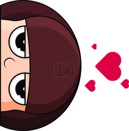 Illustration for "Head of cute girl with hearts over head. Smug expression." - Royalty Free Image