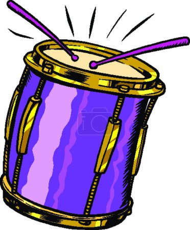 Ilustración de Instrumento musical tambor, ilustración vectorial de colores - Imagen libre de derechos