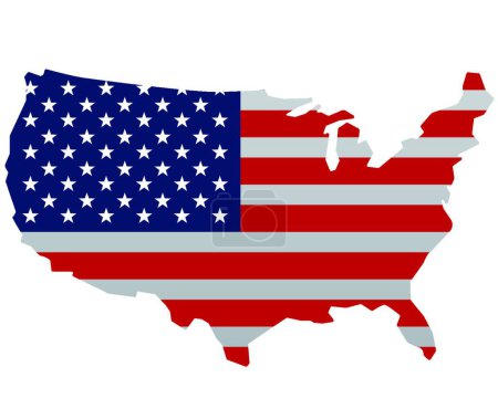 Ilustración de Mapa de bandera americana, ilustración simple web - Imagen libre de derechos