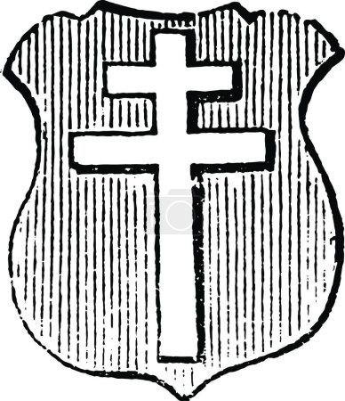 Ilustración de "Cross Patriarchal is a variant of the Christian cross, vintage e" - Imagen libre de derechos