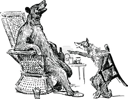 Illustration for "Reynard the Fox: Tricking Bruin, vintage illustration" - Royalty Free Image