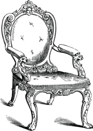 Illustration for Chair, engraved simple vector illustration - Royalty Free Image
