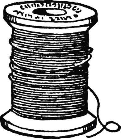 Illustration for Bobbin of Thread, engraved simple vector illustration - Royalty Free Image