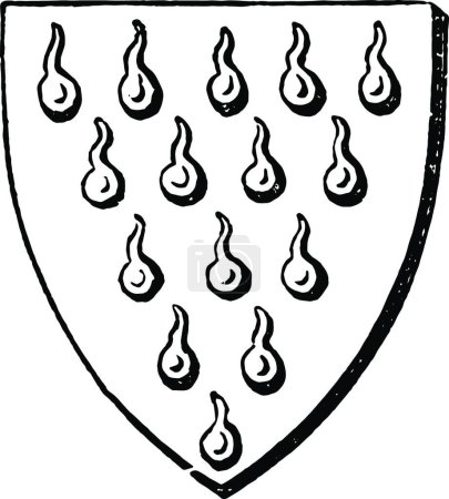 Illustration for Gutte du Sang heraldic shield sprinkled with drops of blood - Royalty Free Image