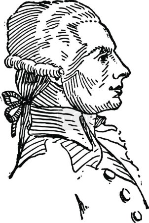 Illustration for Robespierre black and white vintage vector illustration - Royalty Free Image