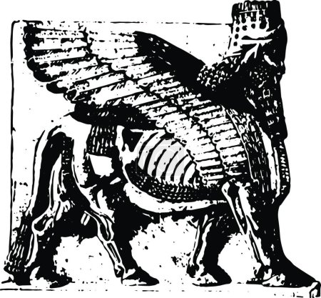 Ilustración de La escultura asiria es un toro alado asirio de Jorsabad - Imagen libre de derechos