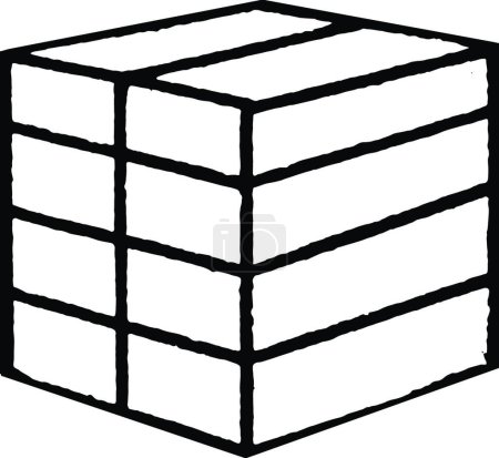 Ilustración de Cubo dividido de Froebel u ocho paralelogramos más pequeños, vintage - Imagen libre de derechos
