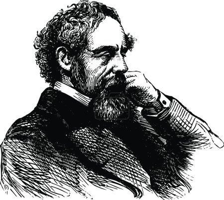 Ilustración de Charles Dickens, vintage illustration - Imagen libre de derechos