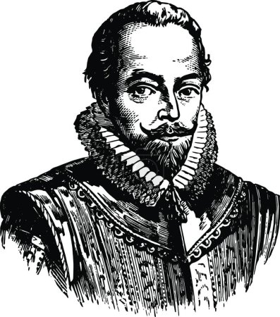 Illustration for Sir Walter Raleigh vintage illustration - Royalty Free Image