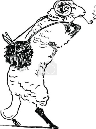 Illustration for Reynard the Fox: Bellin the Ram vintage vector illustration design - Royalty Free Image