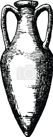 Téléchargez les illustrations : Amphora est un bocal avec deux poignées un design d'illustration vectorielle vintage à col étroit - en licence libre de droit