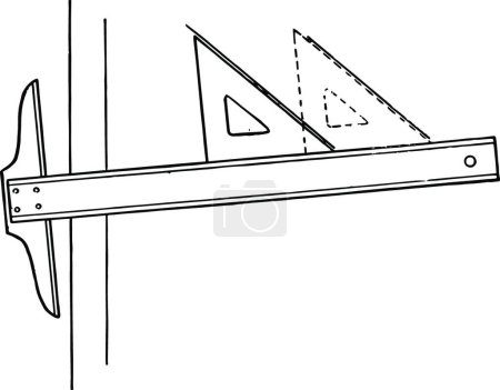Illustration for Drawing Parallel Lines Using T-square and Triangle - Royalty Free Image
