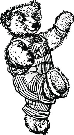 Ilustración de Walking Bear ilustración vector vintage en blanco y negro - Imagen libre de derechos