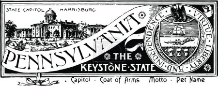Téléchargez les illustrations : La bannière de l'État de Pennsylvanie l'illustration vintage clé de l'État - en licence libre de droit