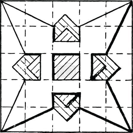 Ilustración de Star Construction Using Triangles and Squares draw an arc through - Imagen libre de derechos