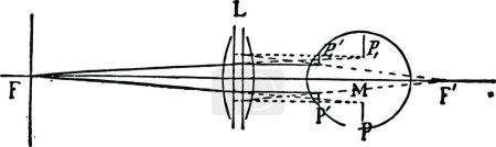 Ilustración de Optical Position and Size of Image Through Lens in Front of Eye - Imagen libre de derechos