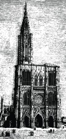 Illustration for Cathedral of Strasbourg a Roman Catholic cathedral vintage - Royalty Free Image