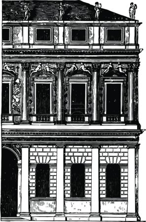 Ilustración de Faade de un palacio en Vicenza es generalmente de trabajo rústico - Imagen libre de derechos