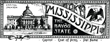 Ilustración de The state banner of Mississippi the bayou state vintage illustration - Imagen libre de derechos