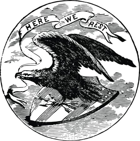 Téléchargez les illustrations : Le sceau officiel de l'État américain de l'Alabama en 1889 illustration vintage - en licence libre de droit