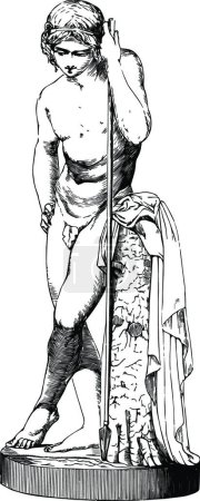 Illustration for Statue of Narcissus a Greek Mythological hero - Royalty Free Image