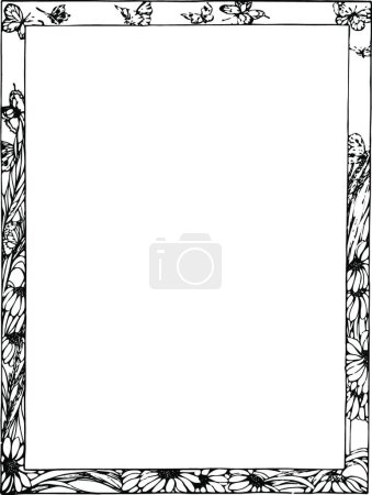 Illustration for "Butterfly & Floral Border is a full page border with butterflies" - Royalty Free Image