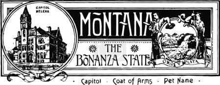 Téléchargez les illustrations : La bannière d'État du Montana l'illustration vintage d'État bonanza - en licence libre de droit