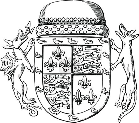 Téléchargez les illustrations : Shield of Jaspar Tudor are second son of Queen Catherine and Owen - en licence libre de droit