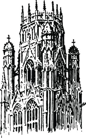 Illustration for "Lantern Tower at St. Ouen Rouen, France, vintage engraving." - Royalty Free Image