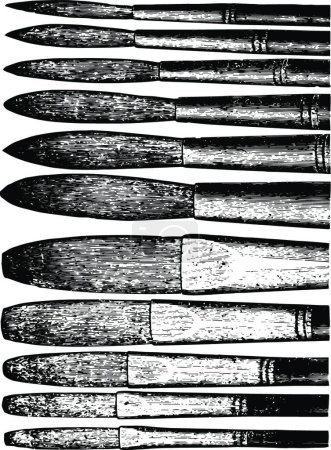 Ilustración de Fresco cepillos de cerdas son de forma redonda con cualquiera de las vendimia corta - Imagen libre de derechos