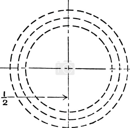 Ilustración de Círculo inscrito con círculos más pequeños en puntos tangentes ambos lados - Imagen libre de derechos