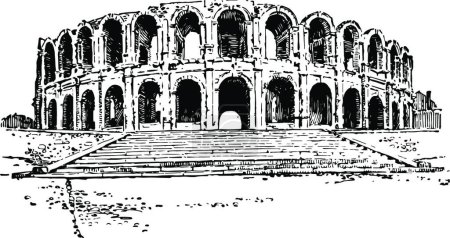 Ilustración de Amphitheater of Arles a Roman amphitheatre in the southern Frence - Imagen libre de derechos