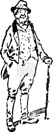 Téléchargez les illustrations : Illustration vectorielle vintage homme noir et blanc - en licence libre de droit