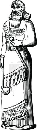 Téléchargez les illustrations : Prêtre assyrien, illustration vectorielle simple gravée - en licence libre de droit