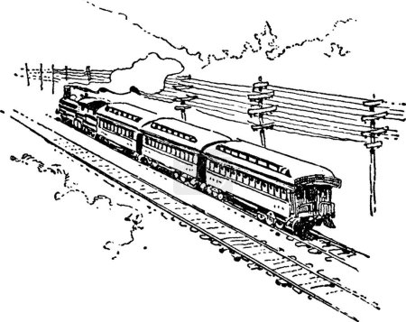 Illustration for Railroad black and white vintage vector illustration - Royalty Free Image